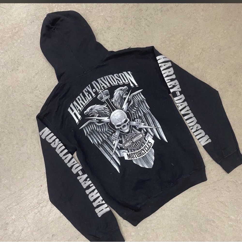 Harley-Davidson Black and Gray Graphic Hoodie